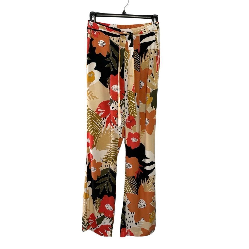 Haver & Blair London orange and black floral print wide leg palazzo pants - XS